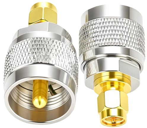 Fohevers 2 st UHF-hane till SMA-manlig antennadapter UHF hane SO239 PL259-kontakt UHF till SMA-antenn RF koaxialadapter för TV trådlösa LAN-enheter Wi-Fi-radio extern antenn