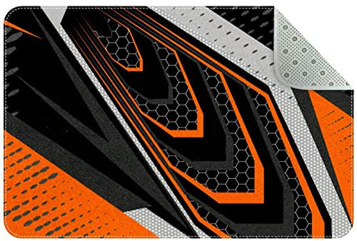 VBFOFBV Bereichsteppich, Badteppich, Fußmatte, Rutschfester, waschbarer Teppich für Badezimmer, Küche, Waschküche, Dekoration,Cartoon Geometrische Linien Orange Grau