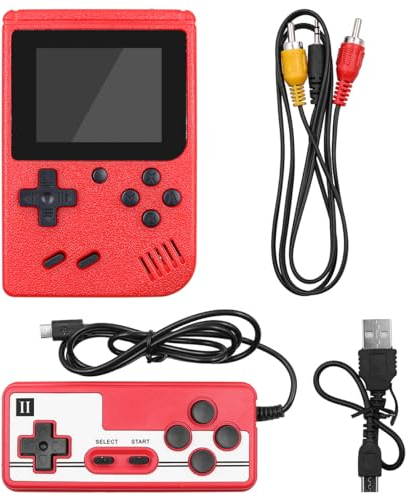 Tiardey Handheld-Spielekonsole, tragbare Retro-Konsole mit 400 klassischen Spielen, 3-Zoll-Farbbildschirm, Unterstützung für Zwei-Spieler-Spiele (rot)