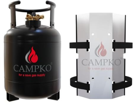 Antarion Pack CAMPKO Bouteille GPL Bluetooth Réservoir 15L + Support Mural Camping Car