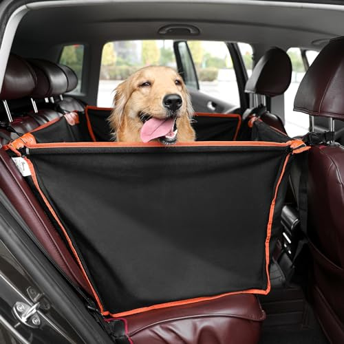 Pecute Seggiolino Auto per Cani Grandi,Seggiolino Auto per Cani di Piccola e Media Taglia, Coprisedile Auto Cane con Cintura di Sicurezza,100% Coprisedile Impermeabile, Resistente agli Strappi,L