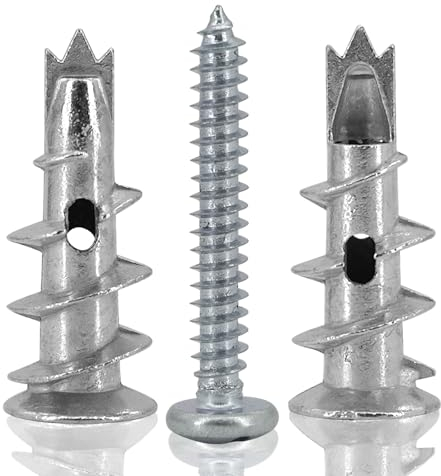 MOSTFUN 60 Stück Rigipsdübel, Hohlraumdübel Metall mit 60 Stück Schrauben Selbstbohrender Rigipsdübel Dübel mit Schrauben zur Befestigung In Beton, Ziegeln, Gipsbauplatten, Stein Uvm