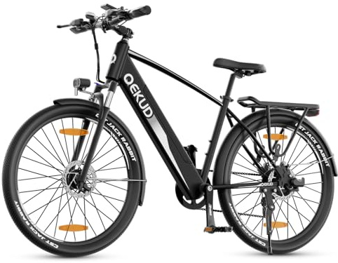 Qekud 27,5 tum elcykel, 27,5 tums elcykel trekkingcykel e-City cykel med 36 V 12,5 Ah litiumjonbatteri, räckvidd upp till 100 km i hybridläge, 250 W motor, EU-kompatibel, med app