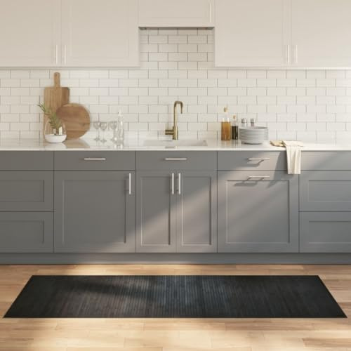 Bulliing Tappeto Rettangolare Grigio 70x200 cm in bambù,Tappeto Bamboo Legno Stuoia Antiscivolo Passatoia Pedana bambù Cucina Bagno