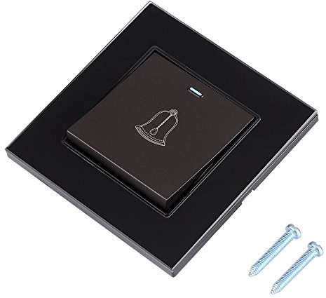 Interruptor de Timbre, 8,6 * 8,6cm Interruptor Timbre Exterior Impermeable Pulsador Timbre BotóN Timbr Casa 220~250 V Pulsador Panel de Vidrio Para Hotel en Casa