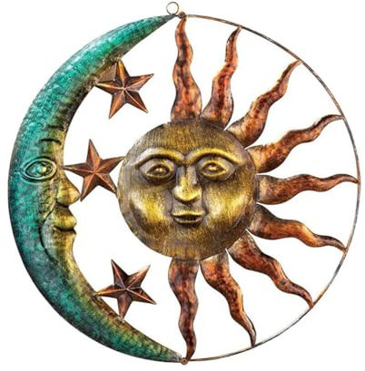 Zerodeko 1pc Sun Moon Pendant Wall Hanging Decor Unique Art Sculpture for Home Decoration Wall Ornament for Creative Background and Present Choice