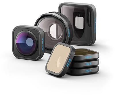 Collezione di obiettivi GoPro HB-Series (HERO13 Black) - Include mod obiettivo ultra grandangolare, mod obiettivo macro, mod obiettivo anamorfico, confezione da 4 filtri ND e custodia