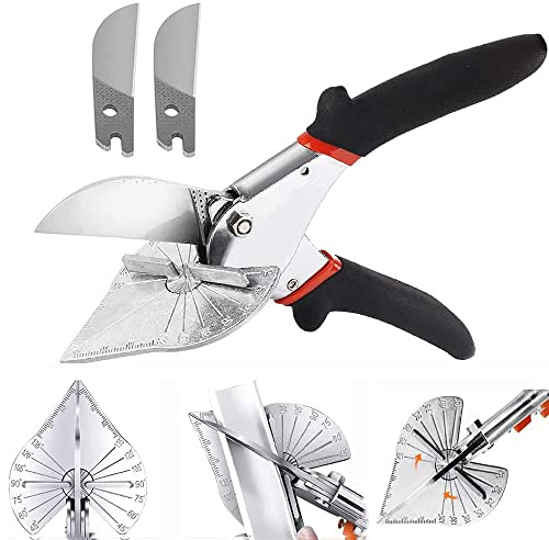 Multi Angle Trim Cutter 45 to 135 Degree Adjustable Angle Scissors with 2 Spare Blades for Softwood Plastic PVC
