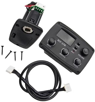 RCGOFOLLOW 5-bands gitarr EQ-equalizerpickup-stämapparat med justerbara rattar, robust, lämplig för övningsinställningar, EQ-equalizerpickup är utrustad med tonkontrollratt och volymkontrollratt