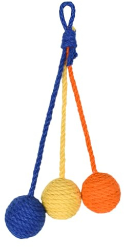 FooYee Jouet pour Chat en Sisal, Boule en Sisal Suspendue pour Chat, Balles en Sisals avec Grelot pour Chat, Jouet à Griffer pour Chat d’Intérieur
