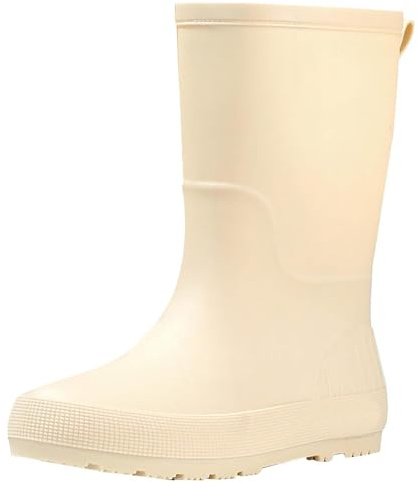 Bottes en caoutchouc pour femme - Tige large - Bottes de pluie mi-hautes colorées - Chaussures de jardin fermées - Élégantes chaussures plates en caoutchouc - Résistantes à l'abrasion - Bottes de