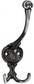 SIRO Kleiderhaken Fürth, Landhaus, Klassisch, Vintage, Zinkdruckguß - Eisenfarbig brüniert getrommelt, 151 mm x 57 mm x 59 mm, LA 26 mm, 504/ZN8