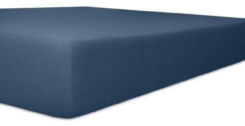 Kneer 2501432 Easy-Stretch Spannbetttuch Qualität 25, Größe 140/200-160/220 cm, Marine