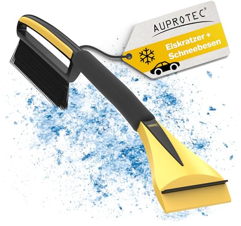 AUPROTEC Brosse à Neige + Grattoir à Glace 2in1 avec Poignée antidérapante de Confort Gratte-Givre et Balai Pare Brise Outil d'hiver ASE 1 - Couleur Noir-Jaune