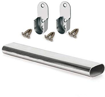 GTV Oval Rail Tube Wardrobe Chrome 1000mm + End Support & Screws