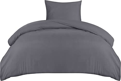 Utopia Bedding Bettwäsche 135x200 Set - Mikrofaser Bettbezug 135x200 cm + 1 Kissenbezug 50x75 cm - Grau