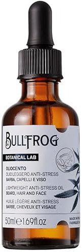 Bullfrog - Olio Barba e Capelli 50ml | Sentore di Canapa | 100% Naturale | Nutre e Ammorbidisce | Idrata Pelle del Viso | Packaging Eco-Friendly | Made in Italy | Uso Versatile