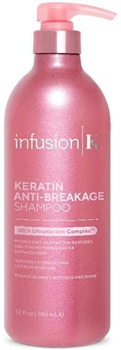 Infusion K Keratin Anti-Breakage Shampoo with UltraKeratin Complex - Strengthens Weak & Damaged Hair | Hydrates & Moisturizes | Color Safe, Paraben, Sulfate, (32 oz)