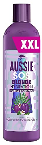 Aussie Silbershampoo, SOS Blonde Hydration, 490ml, mit austalischem Manuka-Blatt & Wildpflaume, für blondes Haar, tierversuchsfrei, vegan, Haarpflege