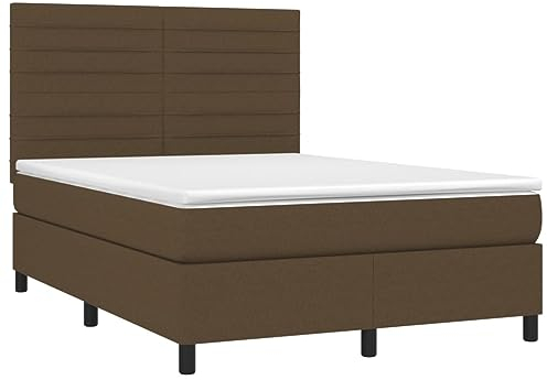 vidaXL Boxspringbett mit Matratze Bett Polsterbett Doppelbett Hotelbett Bettrahmen Bettgestell Lattenrost Schlafzimmerbett Dunkelbraun 140x200cm Stoff