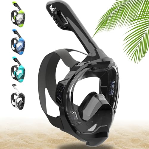 Khroom Maschera da Snorkeling sicura CO2 Maschera a Pieno facciale | Maschera Subacquea per Adulti e Bambini | Maschere da immersione | Seaview Y (XS nero)