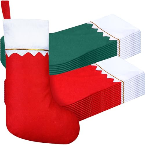 Zubebe 24 Pcs Felt Christmas Stockings Bulk, 15 Inch,Red, Green