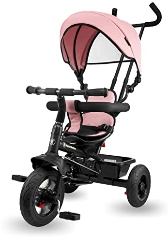 HyperMotion Dreirad ab 1 Jahr mit Schubstange - 3-in-1 Kinderfahrzeug für 1-4 Jahre, bis 20 kg - mit höhenverstellbarem Elterngriff und Schiebelenker, Rosa