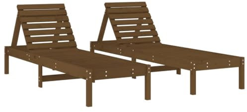 vidaXL Sonnenliege 2 STK., Gartenliege Verstellbare Rückenlehne, Relaxliege Liege mit Latten-Design, Liegestuhl Strandliege für Garten Terrasse, Honigbraun Massivholz Kiefer