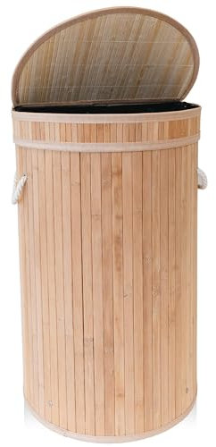 Pattumiera portasacco per rifiuti in bambù - Supporto per sacchi della spazzatura con coperchio - Bidone differenziata da interno - Cestino spazzatura 50 litri - Portasacco raccolta Differenziata