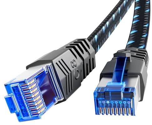 Ercielook Lan Kabel 3,5m, Hochgeschwindigkeits-Cat8-Netzwerkkabel für den Außen- und Innenbereich, 40 Gbit/s geflochtener Patchkabel mit RJ45-Stecker für Router/Gaming/Modem