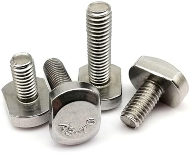 Kangsiyu 2/5/10pcs M5 M6 M8 M10 GB37 304 A2-70 Stainless Steel T-Slot Chute Rail Track T Shape Type Rectangle Hammer Head Screw Bolt(12mm,10pcs M6)