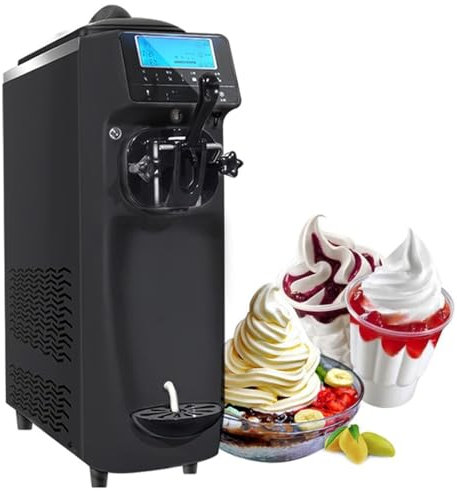 YXYLJOZ Machine à crème glacée 1150 W 1,5 L avec compresseur Auto-refroidissant, système de Distribution 16 L/H, Fonction de Refroidissement Automatique 3 Heures, système de Nettoyage