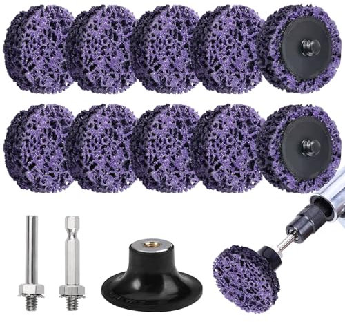 Discos de Limpieza Gruesos para Taladradora, 10 Piezas Discos Abrasivos de 50mm, CSD De Tejido De Nailon para Lijado, Disco Pulido Disco Pulir con Taladro para Eliminación Oxido, Pintura Descamación