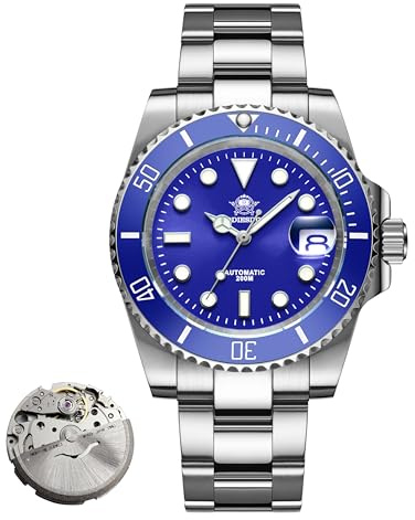 ADDIESDIVE Montre mécanique 8215 à remontage Automatique pour Hommes Montre de plongée analogique pour Hommes avec Bracelet en Acier Inoxydable AD2503