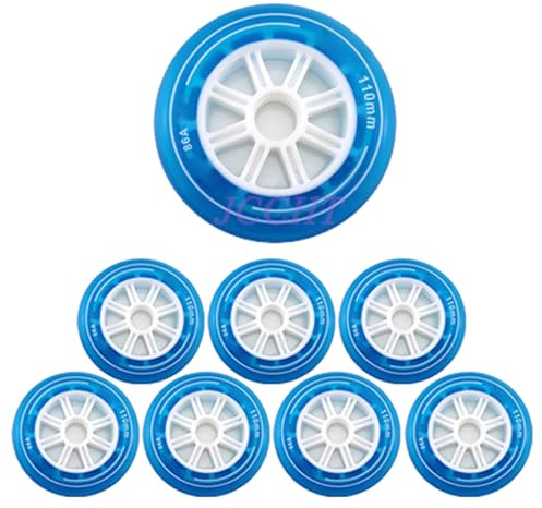JCCHT Inlineshjul 8-pack 86A 90MM 100MM 110MM Hjul för snabbåkning, fitness och fritid,Blue,110mm