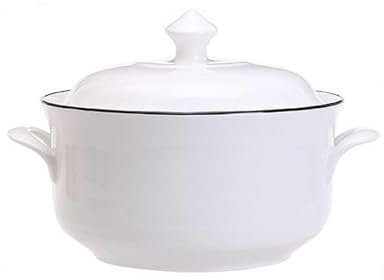 Zuppiera in ceramica con coperchio, ciotola da portata con doppi manici, ciotola da portata for zuppa, stoviglie decorative creative for la crema pasticcera all'uovo a casa, in cucina o al ristorante(