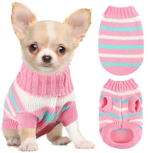 Vixpyzz Maglione per cani, taglia XXS, lavorato a maglia per Chihuahua, Yorkie, Tazza da tè, Bassotto, maglioni per cani di taglia piccola, per cani femmina e maschi, autunno e inverno, per cuccioli e
