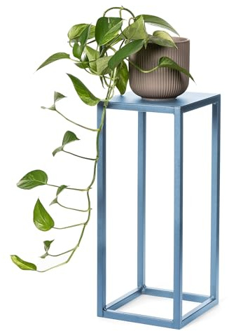 LAMO Manufaktur Portafiori in metallo blu 48 cm | Porta vasi da interno design moderno da soggiorno, camera da letto | Supporto per piante nuziali, tavolino per sculture e decorazioni casa