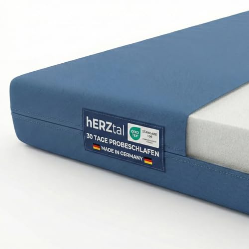 hERZtal Matratze Basic Sleep Kaltschaum | Mittelfest H3 | Abnehmbarer Bezug| 60°C waschbar | Kaltschaum-Matratze | Öko-Tex Zertifiziert (140x200 cm, 16,6 Zentimeter)