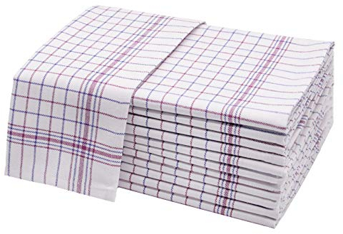 ZOLLNER 12er Set Geschirrtücher, 65x70 cm, Baumwolle, rot blau weiß kariert