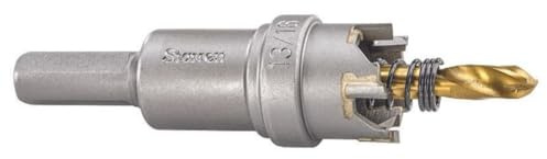 Starrett Tungsten Carbide Tipped Hole Saw - SM21 Sheet Metal Cutter With Arbor & Pilot Drill Bit - For Drilling Stainless Steel Aluminum Alloy - 21 mm
