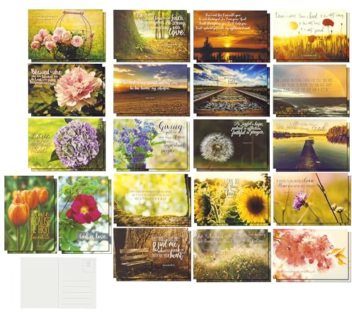 BEST PAPER GREETINGS 40 Pack Christian Motivational Postcards, 20 Designs Featuring Bible Quotes, 10.2 x 15.2 cm