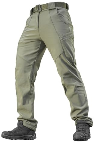 M-Tac Men’s Winter Tactical Work Pants - Thermal Softshell Fleece Lined Cargo Pants for Cold Weather & Outdoor Use (Olive, M)