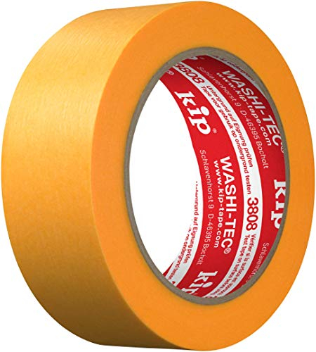 Kip 3808 WASHI-TEC® Goldkrepp® - Professionelles Malerband in premium Qualität 36 mm x 50 m | dünnes Washi Tape zum Abdecken, Malen & Lackieren, Malerklebeband für Malerarbeiten & Renovierungen