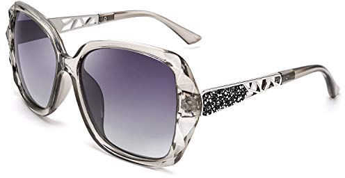 FEISEDY Polarisierte Sonnenbrillen Damen Groß, UV400 Schutz Prickelnd Composite Rahmen Retro Vintage Trendy Sonnenbrillen B2289