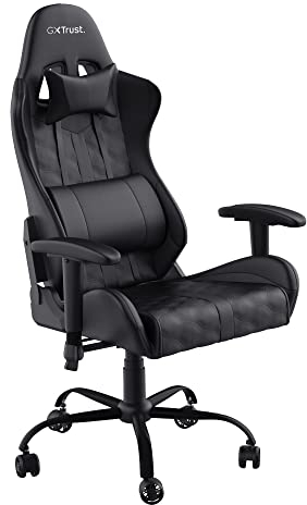 Trust Gaming GXT 708 Resto Chaise Gaming, Chaise de Bureau, Fauteuil, Pivotement Total sur 360° et Dossier Réglable, Châssis Construit en Métal Robuste – Noir
