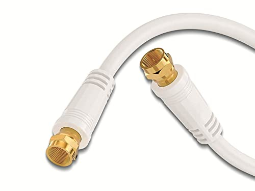 sonero Antennenkabel SAT Kabel Koaxialkabel Satelitenkabel TV 1,0m 4fach geschirmt, für HDTV, Receiver, Internet, Satelit, DAB, Radio, weiß