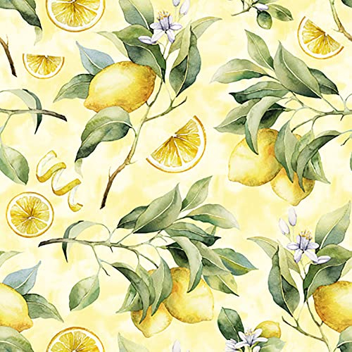 Anniversary House Tiflair Yellow Lemons Italian Amalfi Style Luxury Lunch Napkins, 3 Ply, Strong and Durable, Découpage, Positano Coast Style,PJ344657