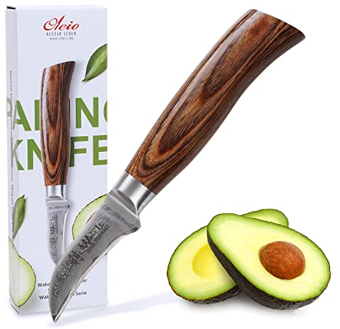 Wakoli EDIB Pro Schälmesser Gemüsemesser Messer scharf | Damastmesser 6 cm Klinge aus 67 Lagen Damaststahl mit VG10-Kern | Pakkaholzgriff | für Obst & Gemüse im Haushalt | Geschenkbox