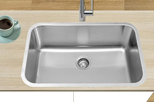 Omeere 75,5x46 Lavello inox 304 0,8MM,lavello da cucina 1 vasca in acciaio inox, lavello rettangolare,lavandino cucina,Spazzolato